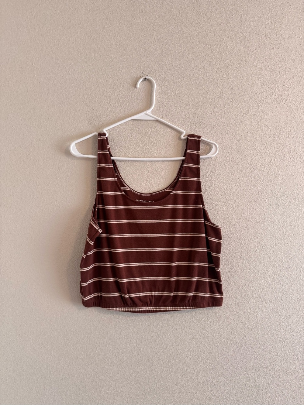 American Eagle Outfitters Brown and Cream Striped Cropped Tank